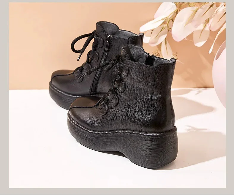 Side Zipper Wedges Heel Short Boots