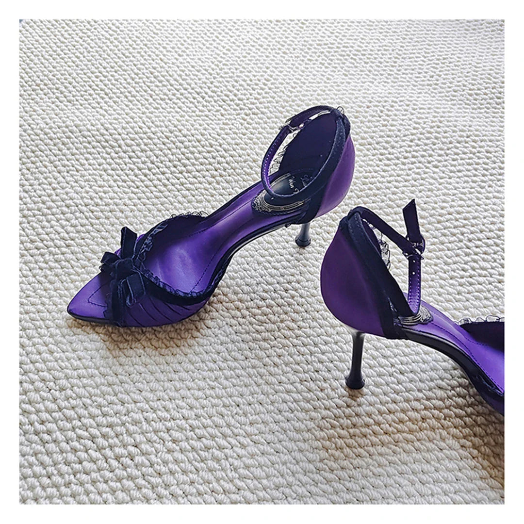 Fancy Bow Pointed Toe Heel Sandals