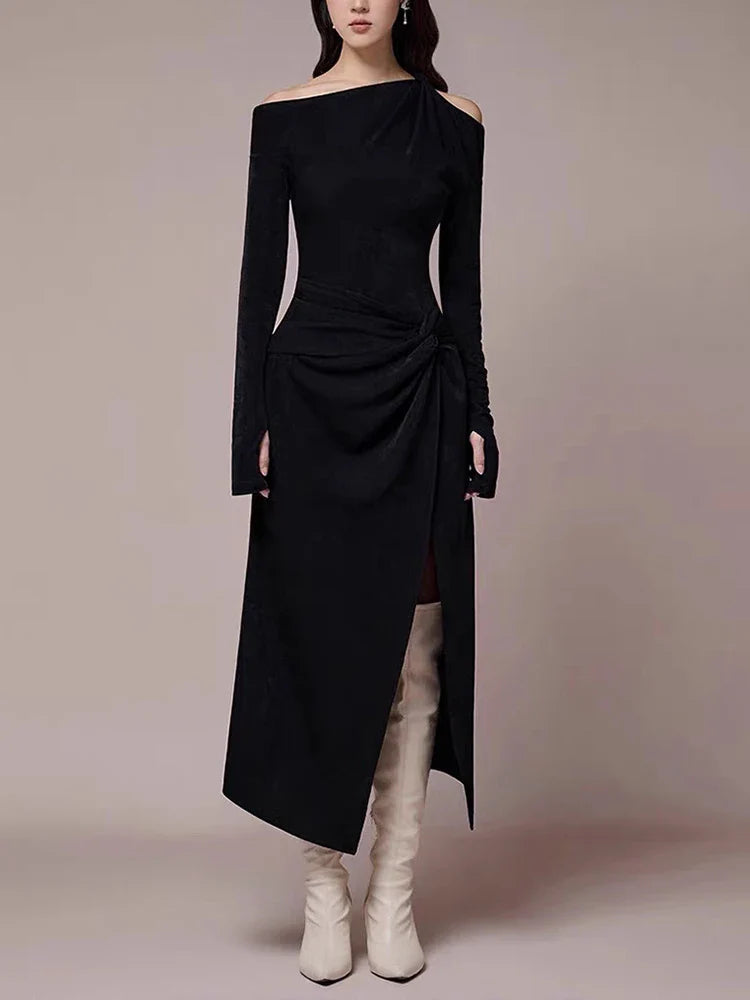 Minimalist Spliced Folds Dress