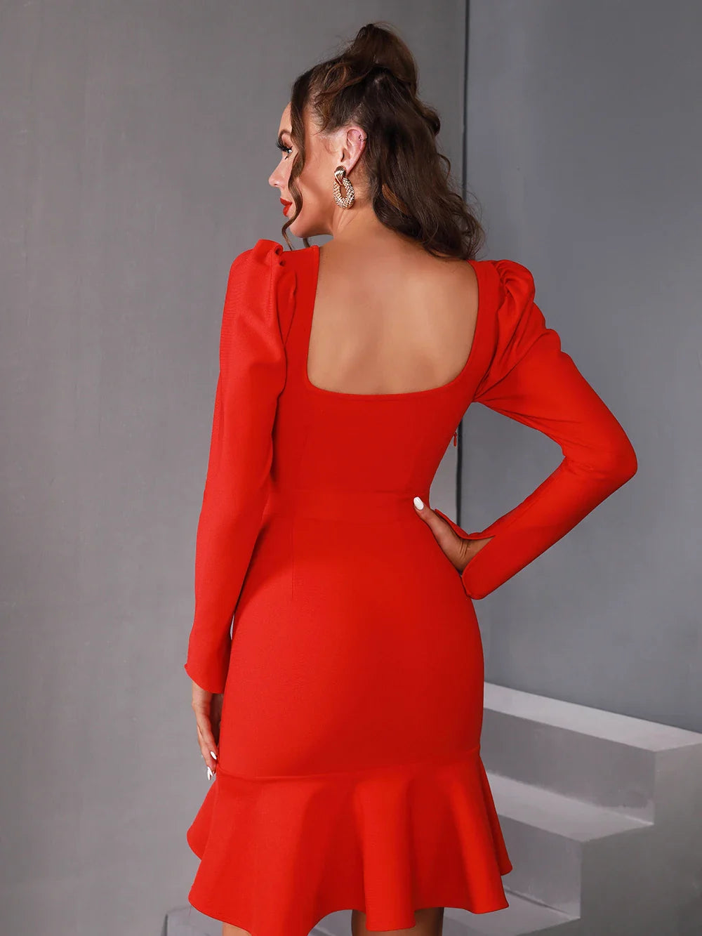 Square Collar Bodycon Dress