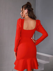 Square Collar Bodycon Dress