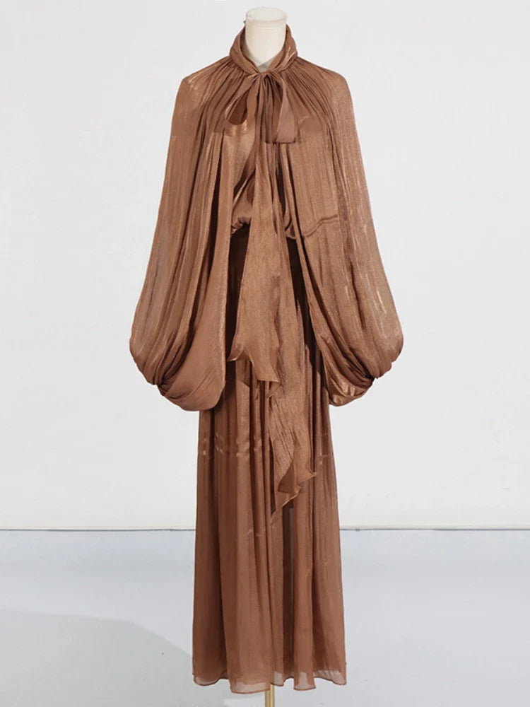 Loose Lantern Sleeve Evening Party Dress