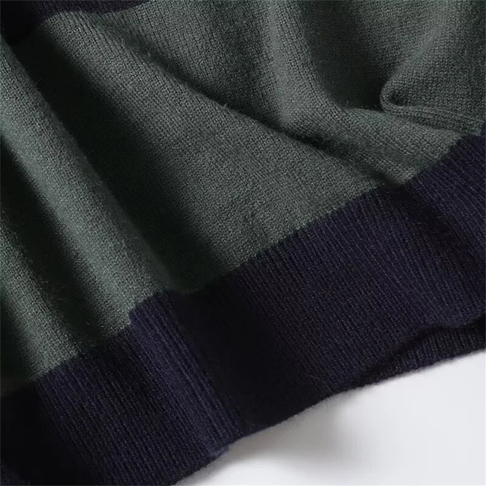 Stylish Striped Polo Sweater