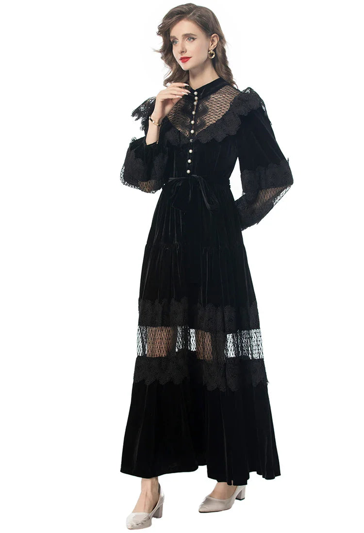 Splicing Hollow Out Midi Dress