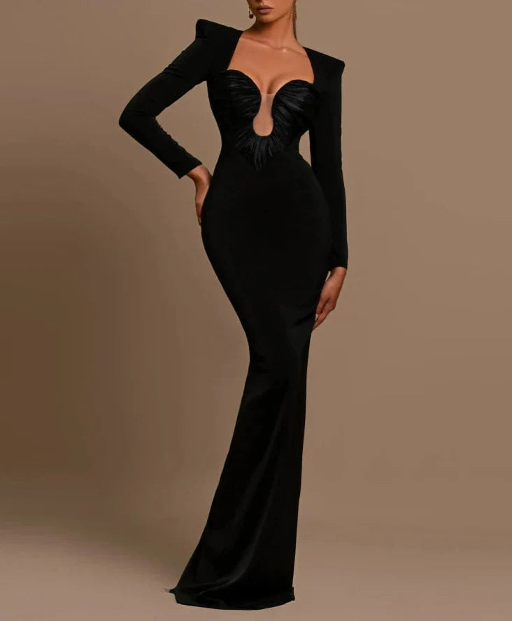 Folds Low Cut Maxi Dress