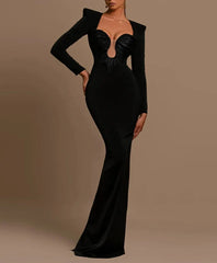 Folds Low Cut Maxi Dress