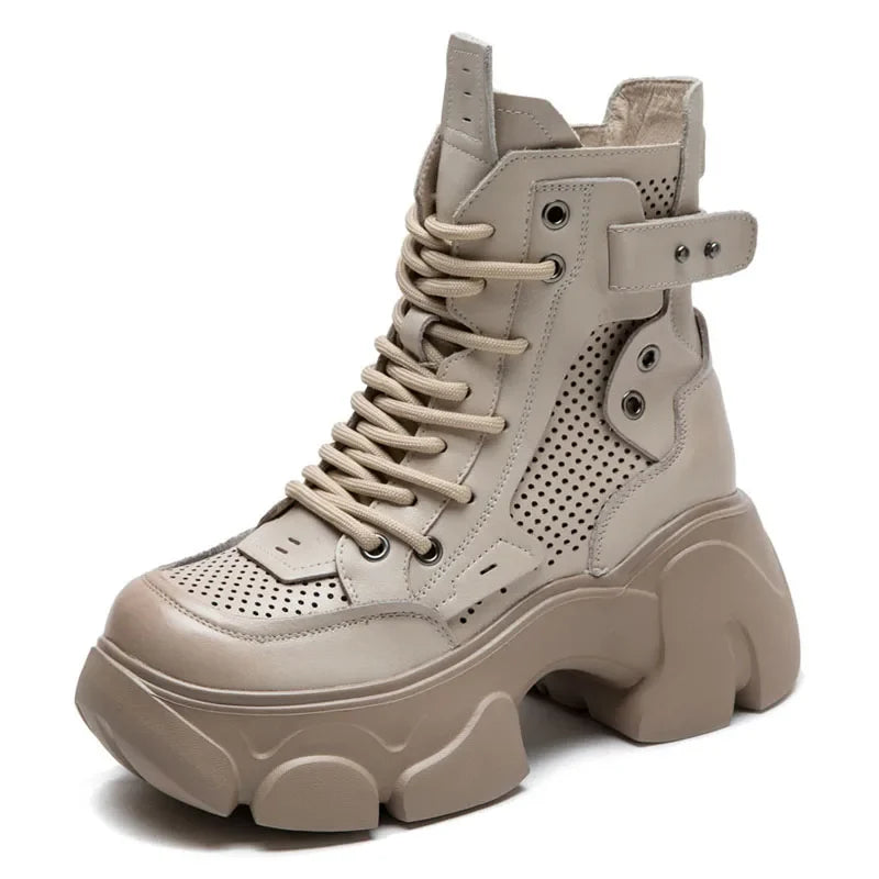 Breathable Thick High Heel Platform Boots
