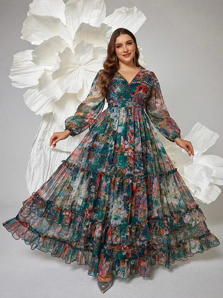Glamorous Floral V-Neck Maxi Dress