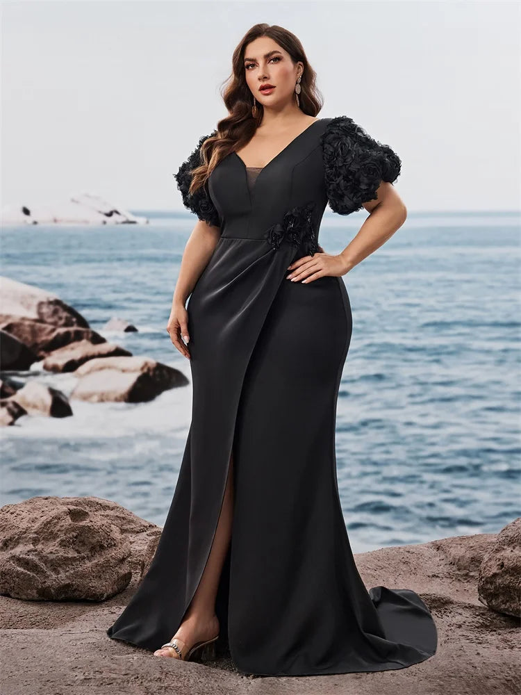 Charming Satin Slit Evening Party Dress