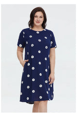 Polka Dot Embroidered Plus Size Women's Dress