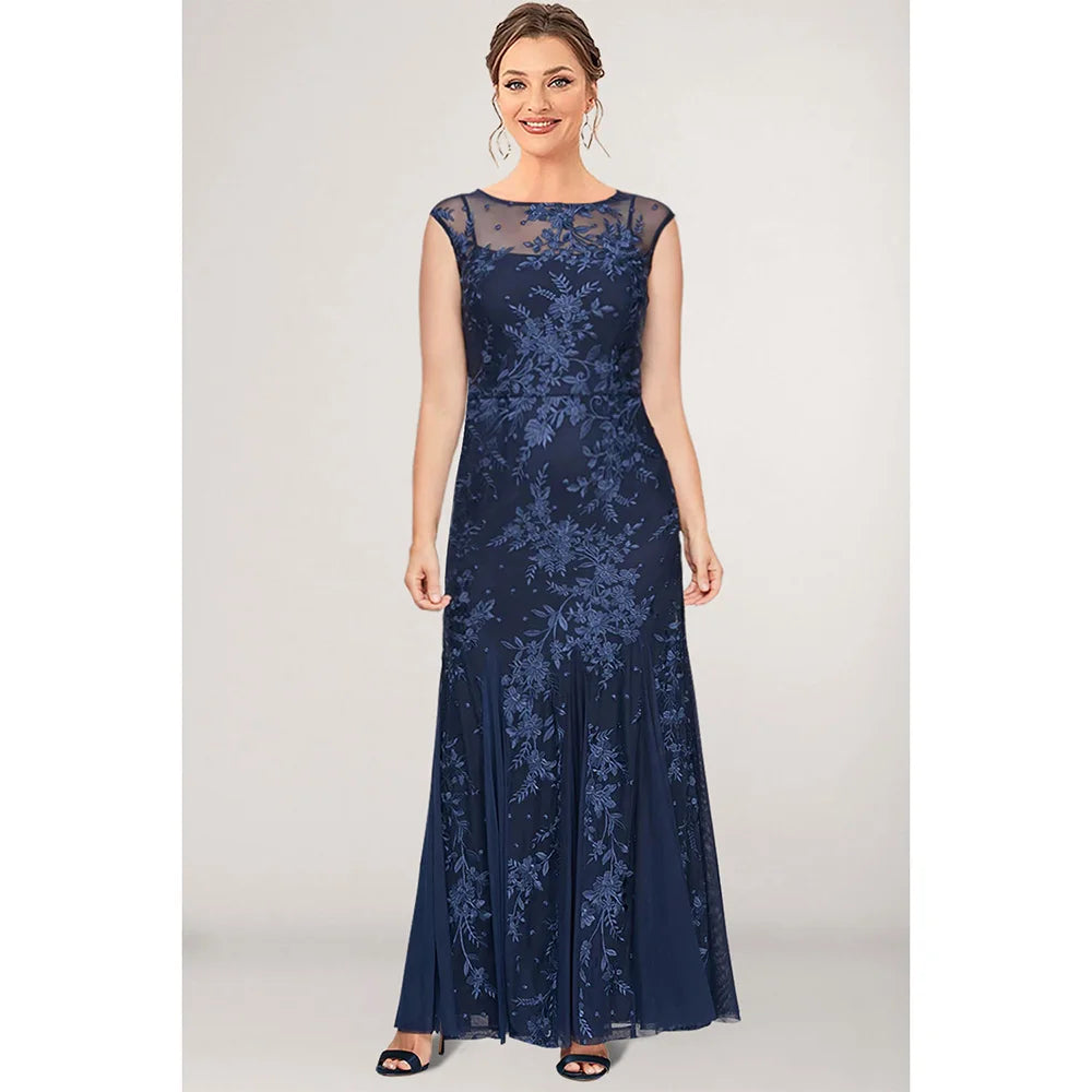 Lace Embroidery Fishtail Maxi Dress