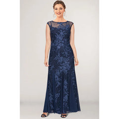 Lace Embroidery Fishtail Maxi Dress
