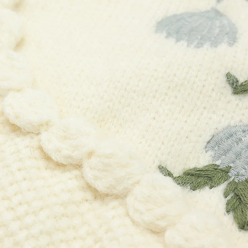 Flower Embroidery Cashmere Sweater
