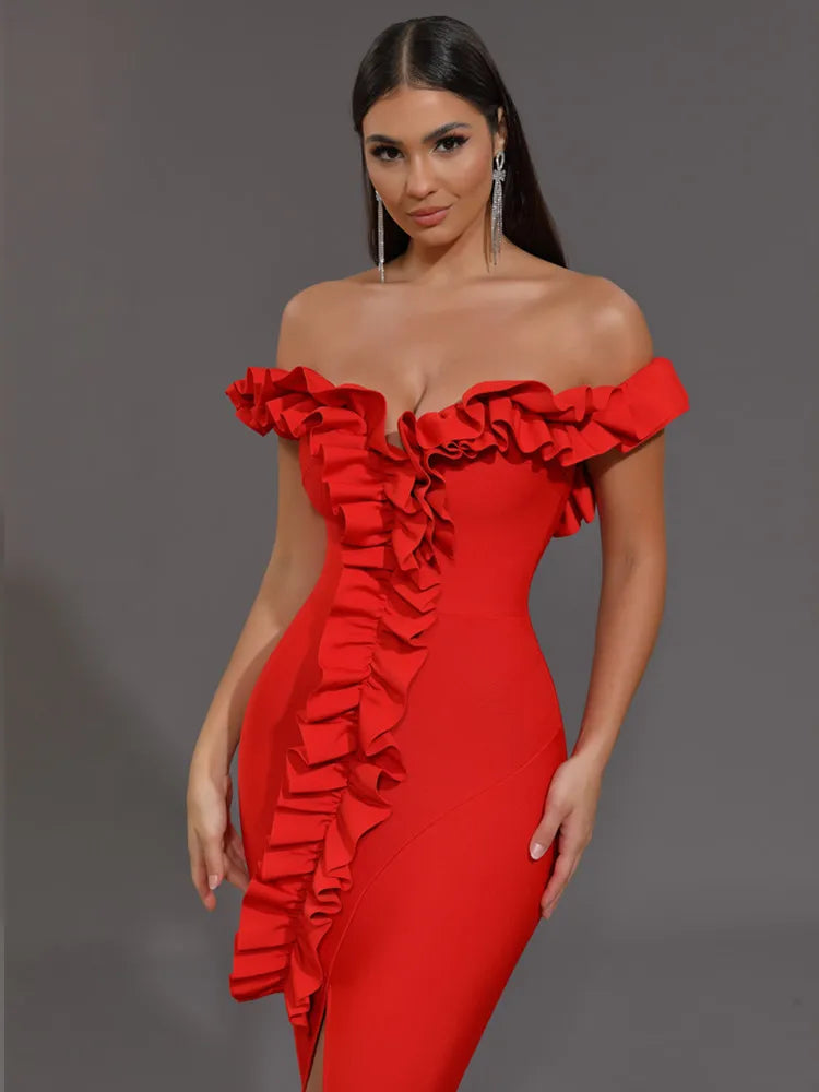 Ruffles Off-Shoulder Party Dress