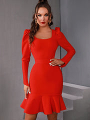 Square Collar Bodycon Dress