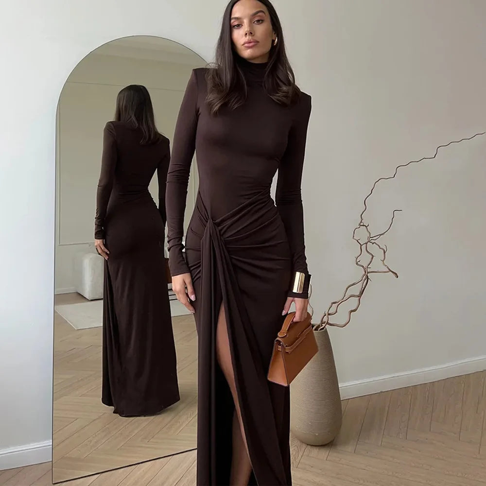 Ruched Side Split Maxi Dress