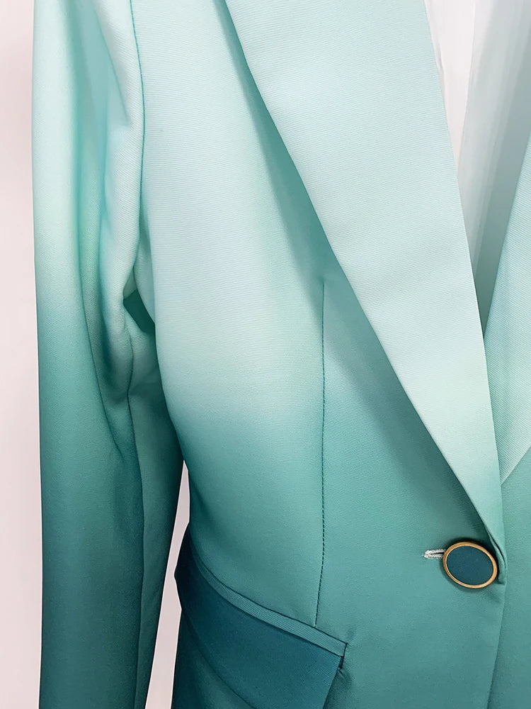 Gradient Single Button Blazer Suit