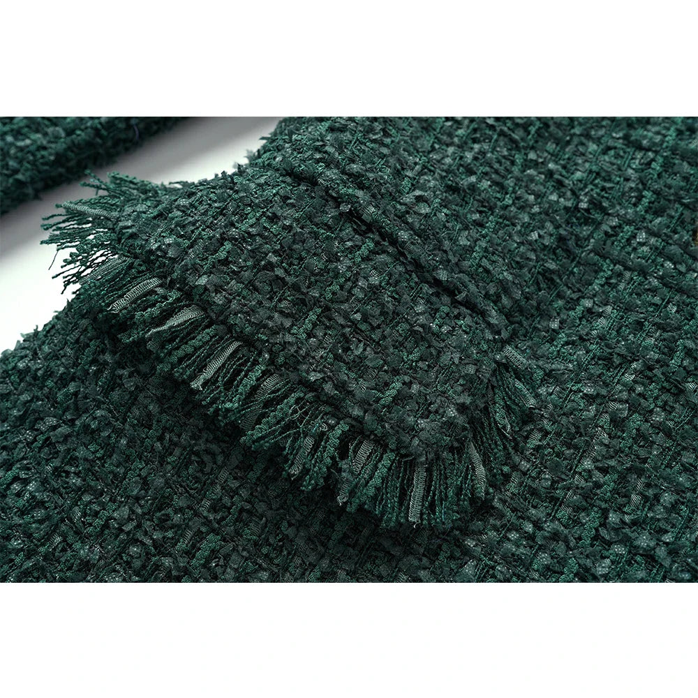 Tassel Woolen Tweed Slim Blazer