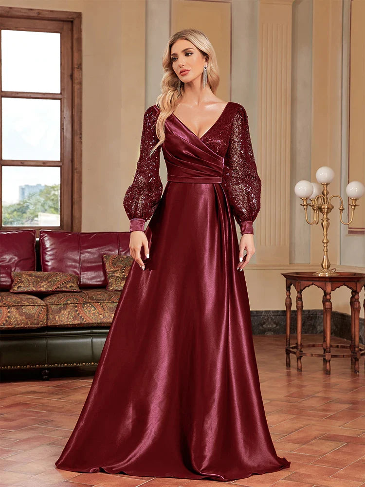 Gold Sequin Plus Size Women's Party Dress