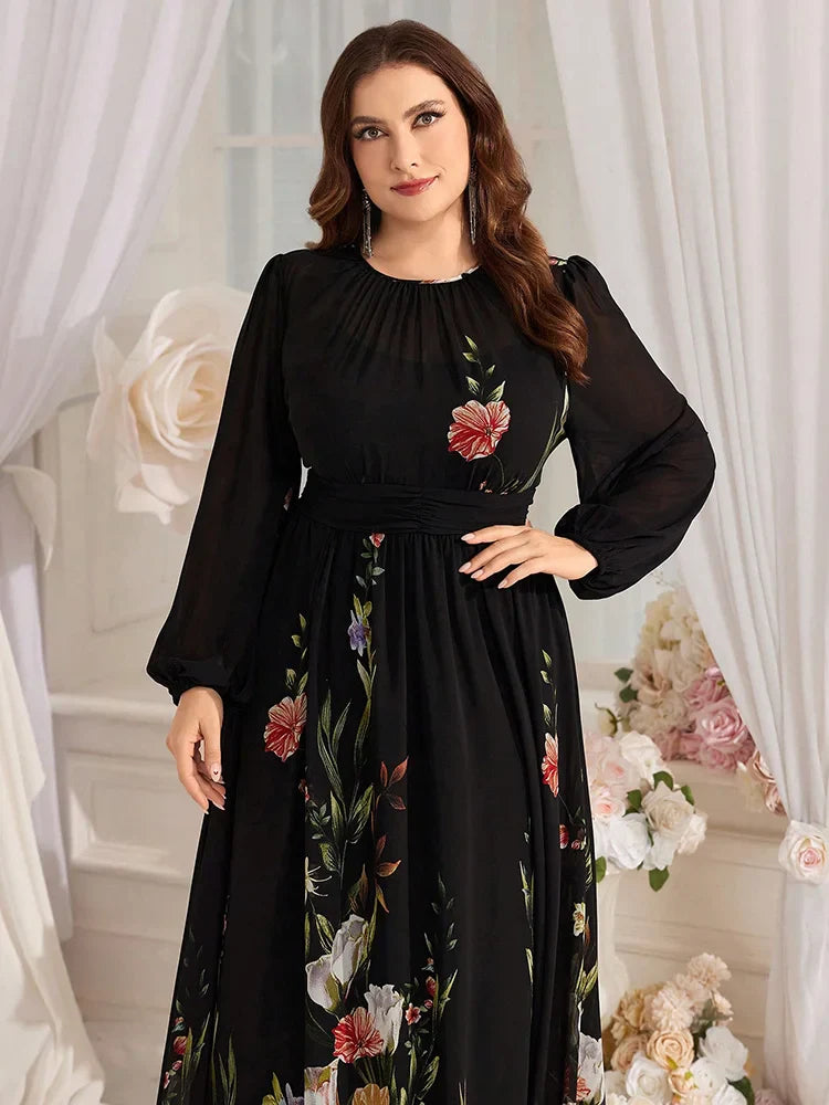 Elegant Fit And Flare Black Maxi Dress