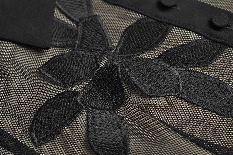 Perspective Mesh Black Long Dress
