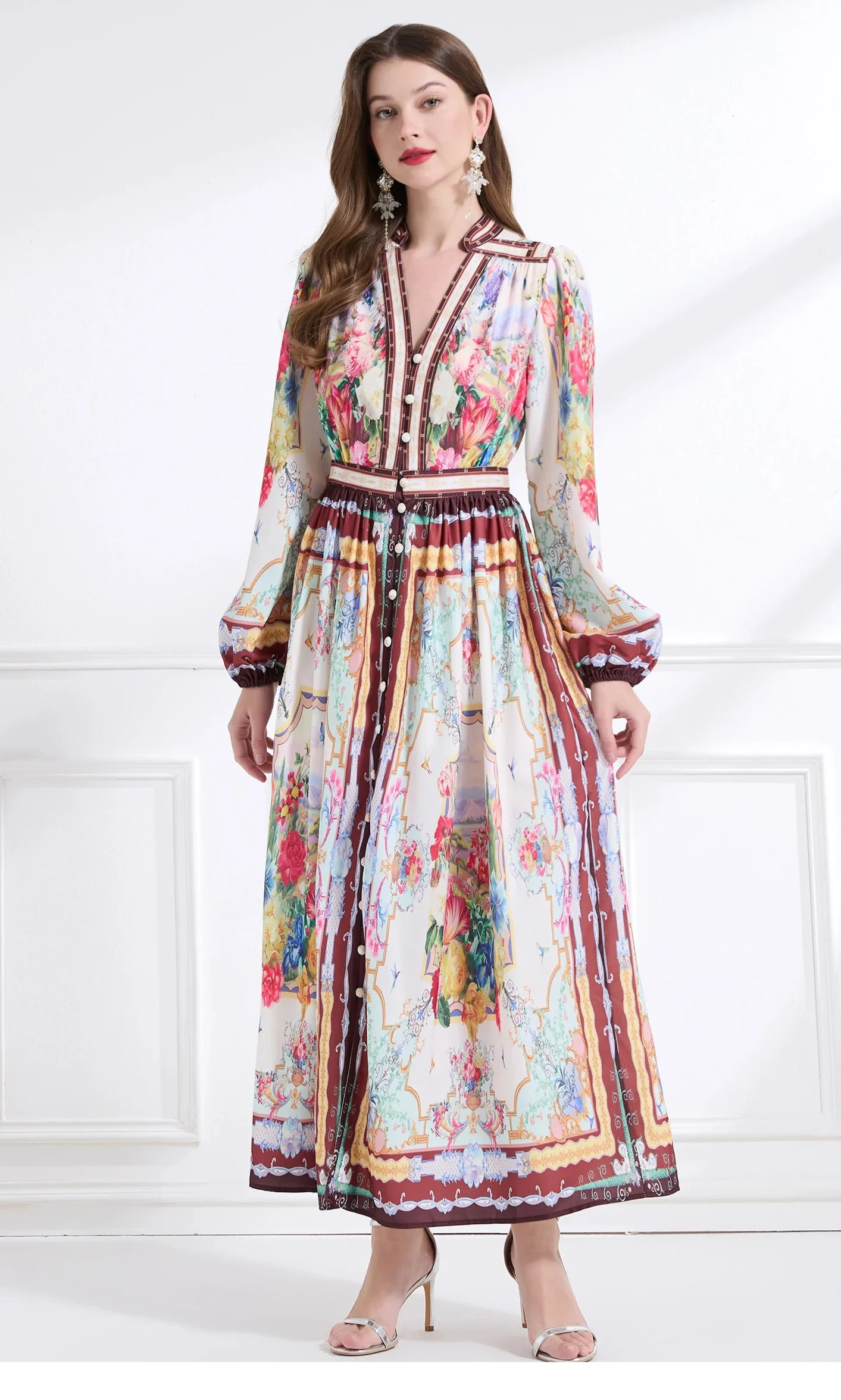 Single-breasted Boho Maxi Dress