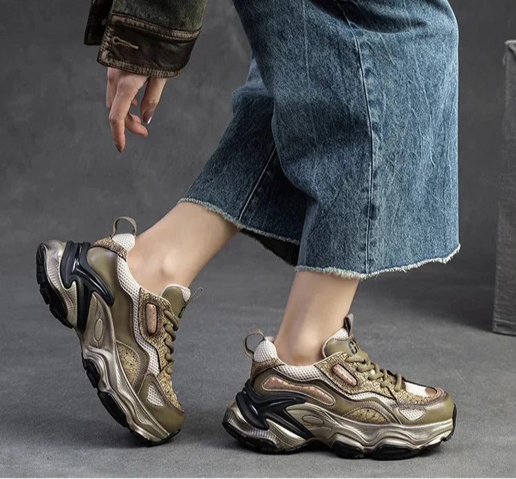 Air Mesh Flat Chunky Sneakers