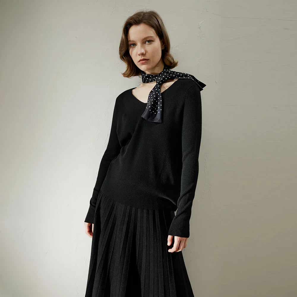 Drop-Shoulder Pullover Wool Sweater