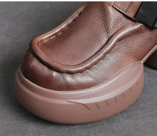 Round Toe Ethnic Leather Loafers