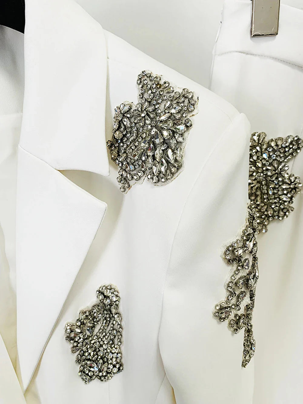Notched White Diamond Blazer Suits