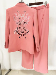 Hollow Out Embroidered Pantsuit