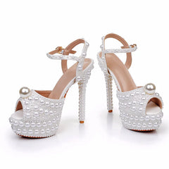 Full Pearls Beaded Sling Back Sandals