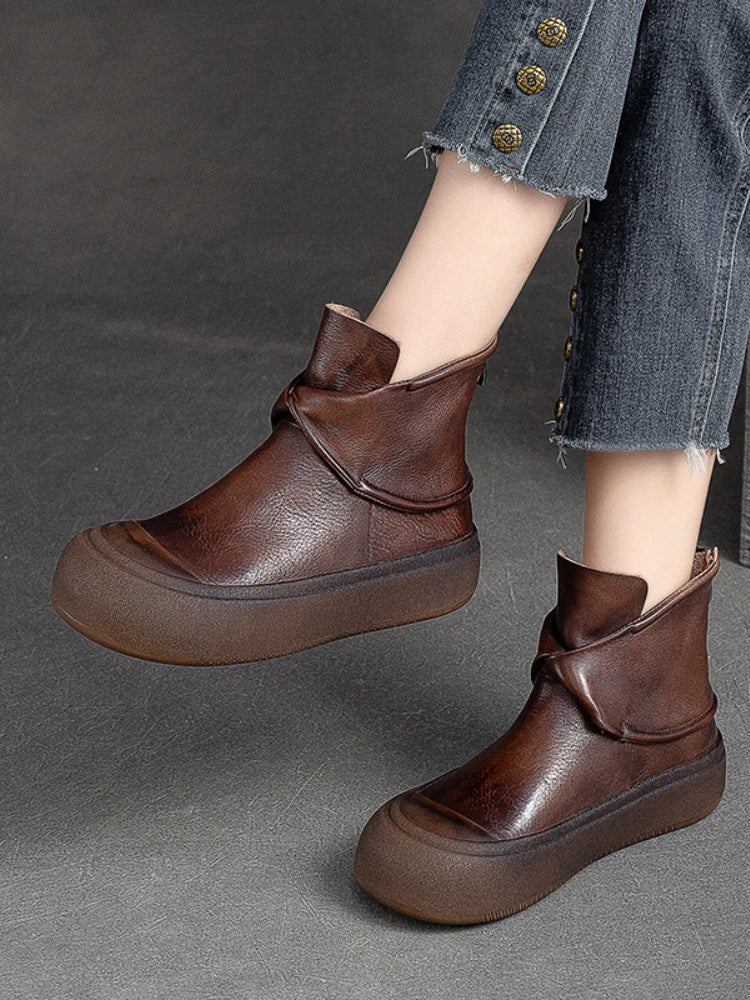 British Moccasins Wedge Ankle Boots