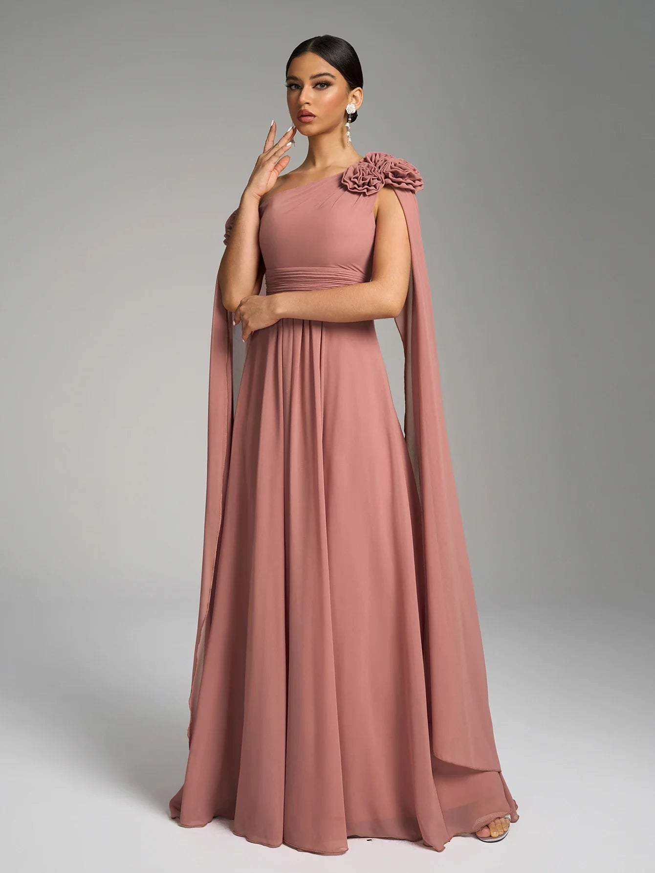 Beautiful Long Draped Chiffon Dress