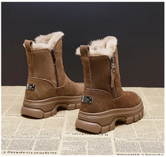 Soft Fur-Lined Wedge Snow Boots
