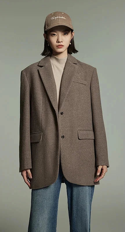 Wide Shoulder Suit Jacket