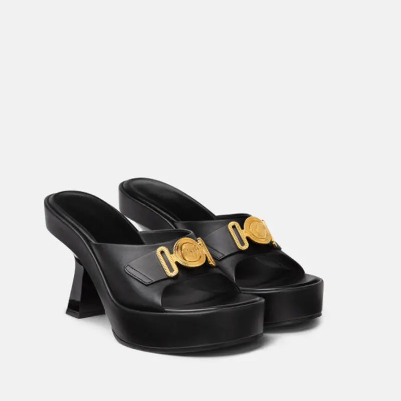 Belt Buckle Women's High-heeled Slippers