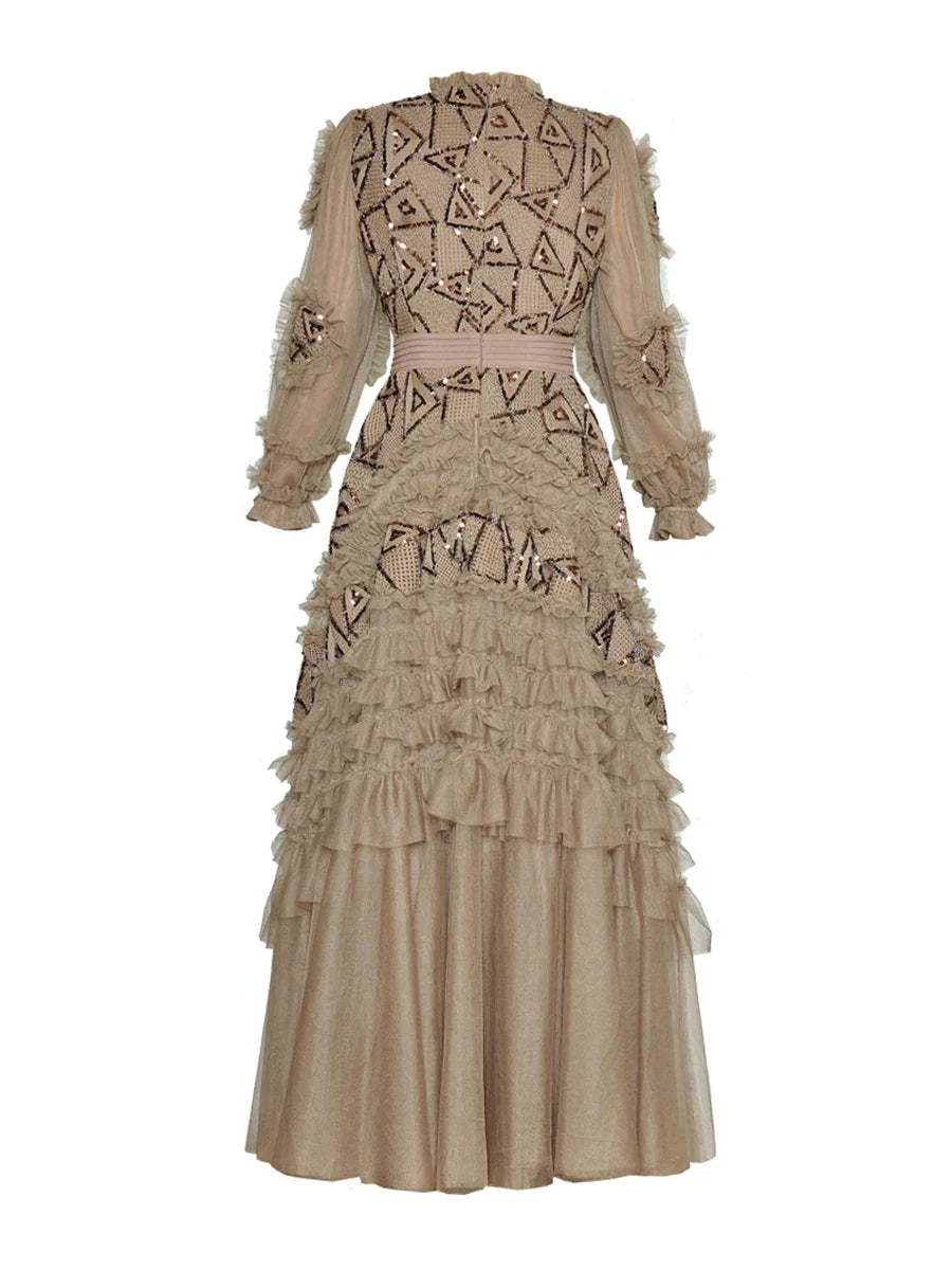 Sequins High Waist Midi Party Dress