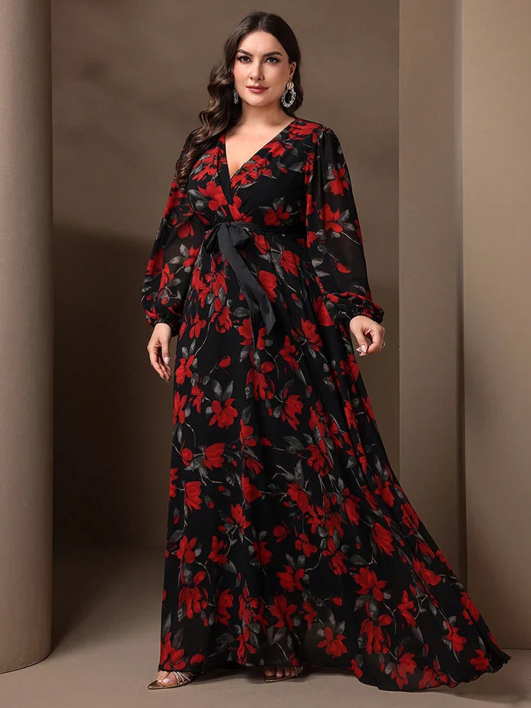 Elegant Flower Print Party Dress