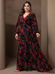 Elegant Flower Print Party Dress