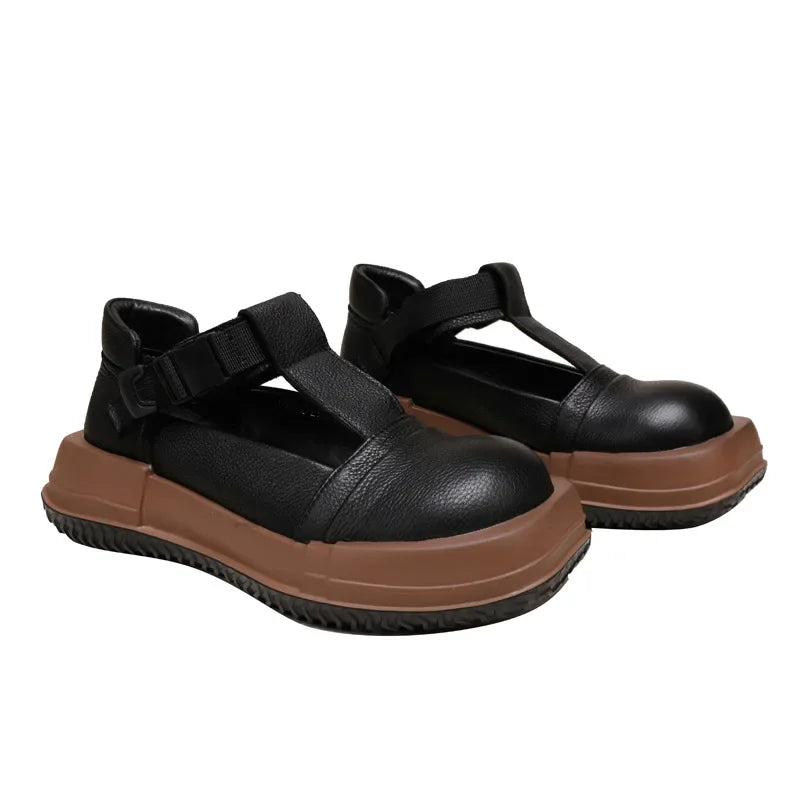 Mary Jane Buckle Wedge Ethnic Shoes