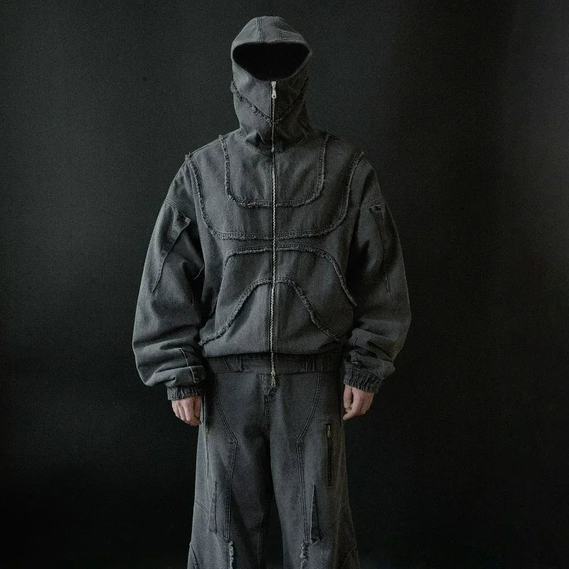 High Street Denim Splicing Hoodie