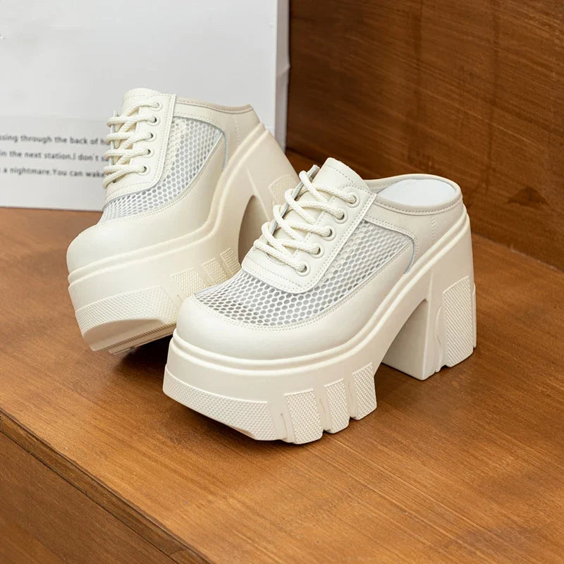 Breathable Mesh Platform High Heels