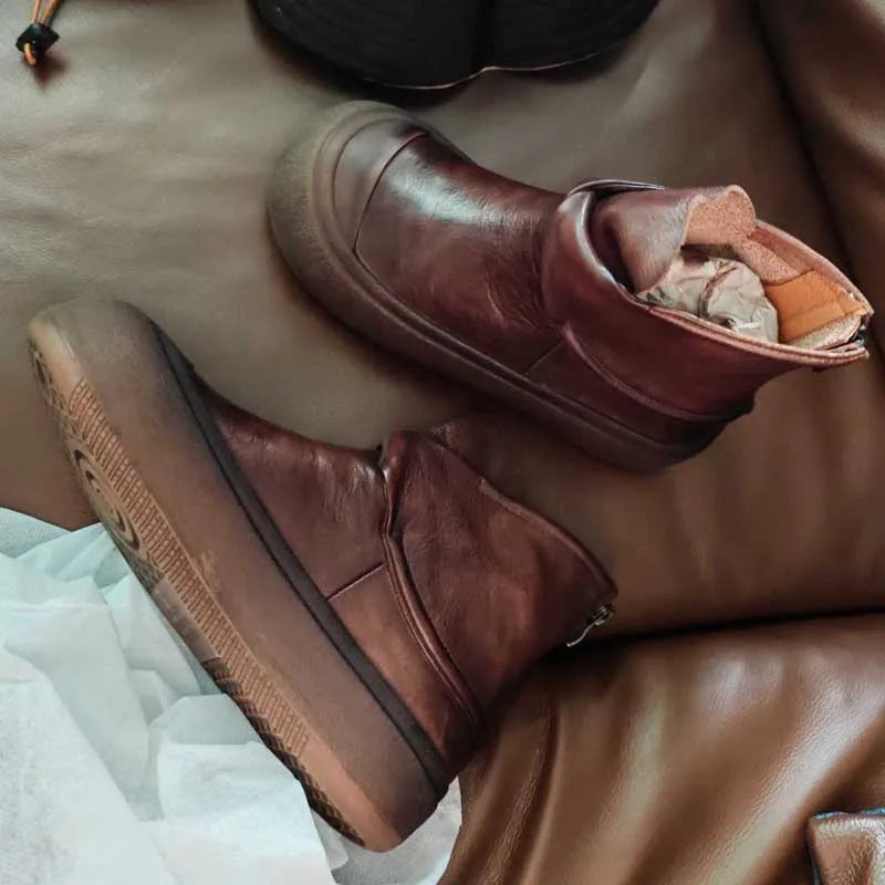 British Moccasins Wedge Ankle Boots