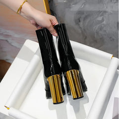 Elegant Metal Square Toe Chelsea Boots