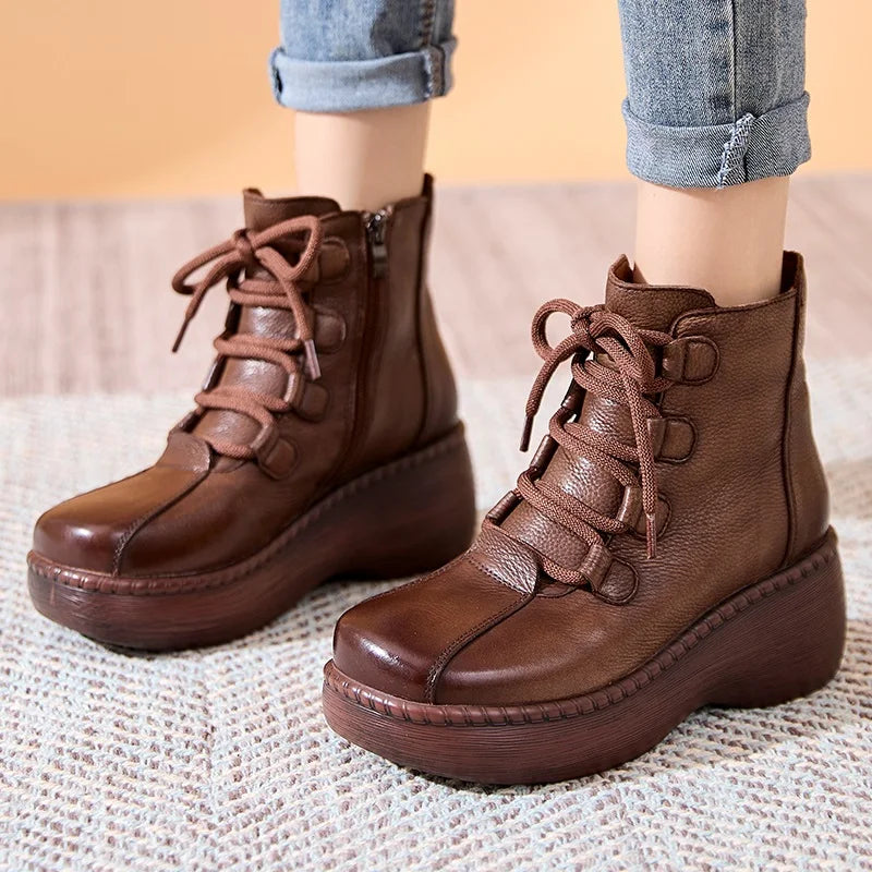 Side Zipper Wedges Heel Short Boots