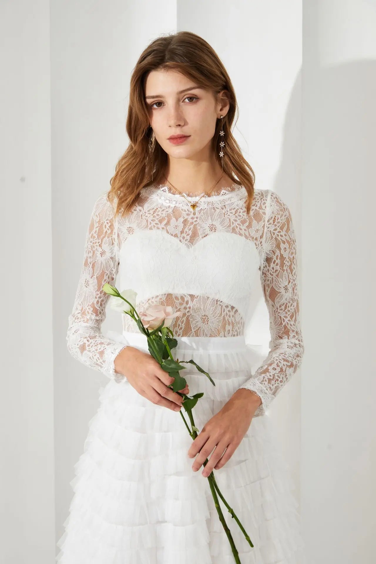 Folds Bird Lattice Hook Hollow Dress