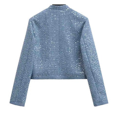 Modern Crewneck Tweed Short Coat