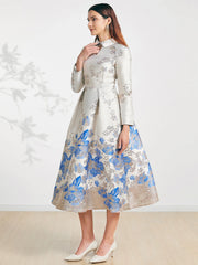 Elegant Floral Jacquard Women Maxi Dress
