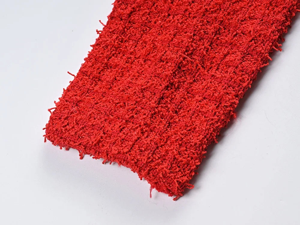 Charming Red Tweed Skirt Set